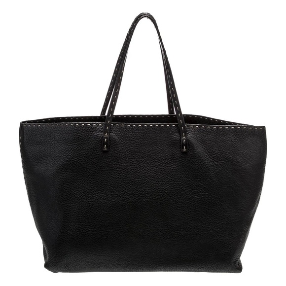 Fendi selleria calf skin roll tote in black leather - Picture 1 of 13